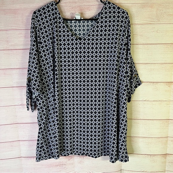Liz Claiborne Purple Print Top Size 2X - Picture 1 of 6